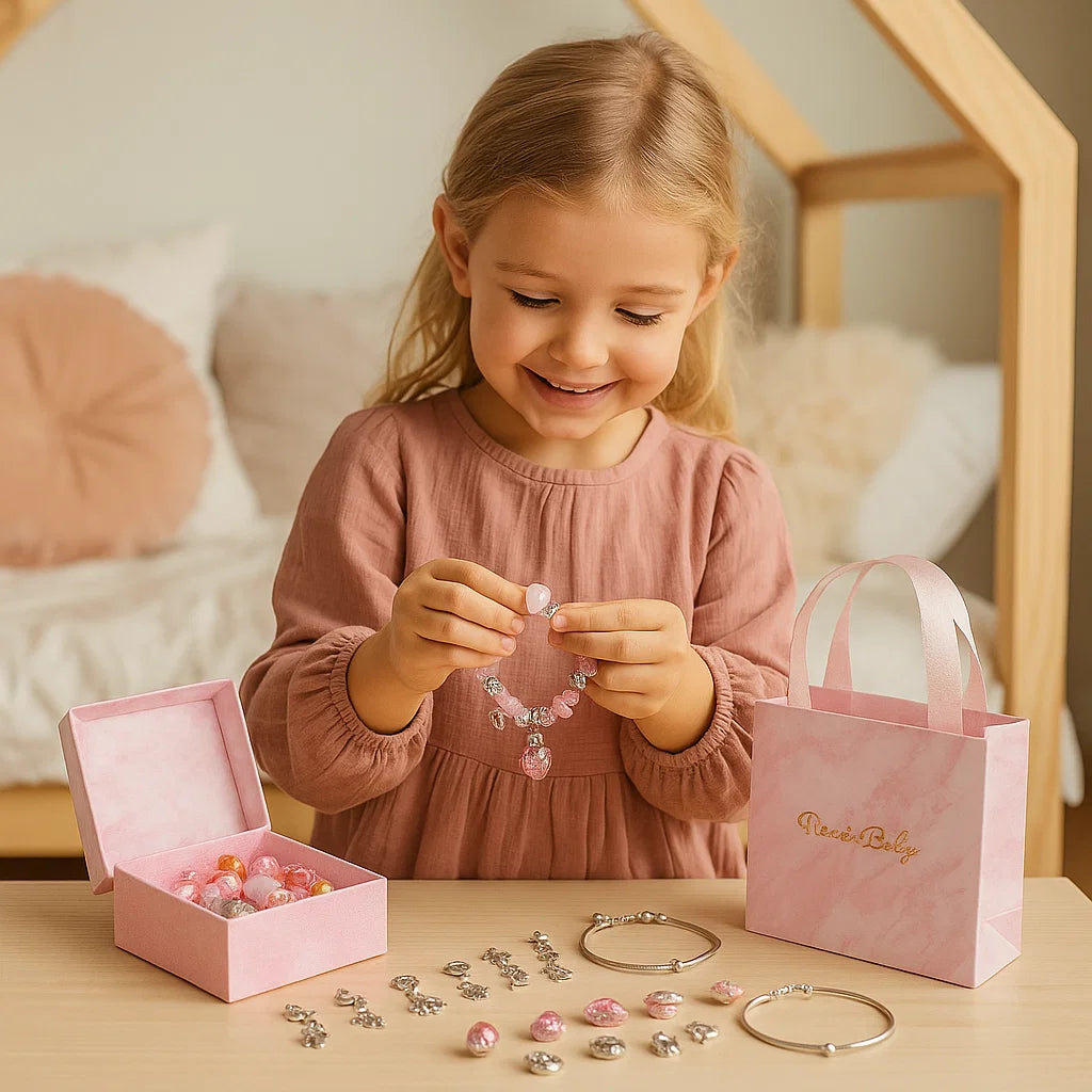 DIY Charm Bracelet Making Kit ⎜ Jewelry Craft Set with Beads and Pendants in Gift Box for Girls