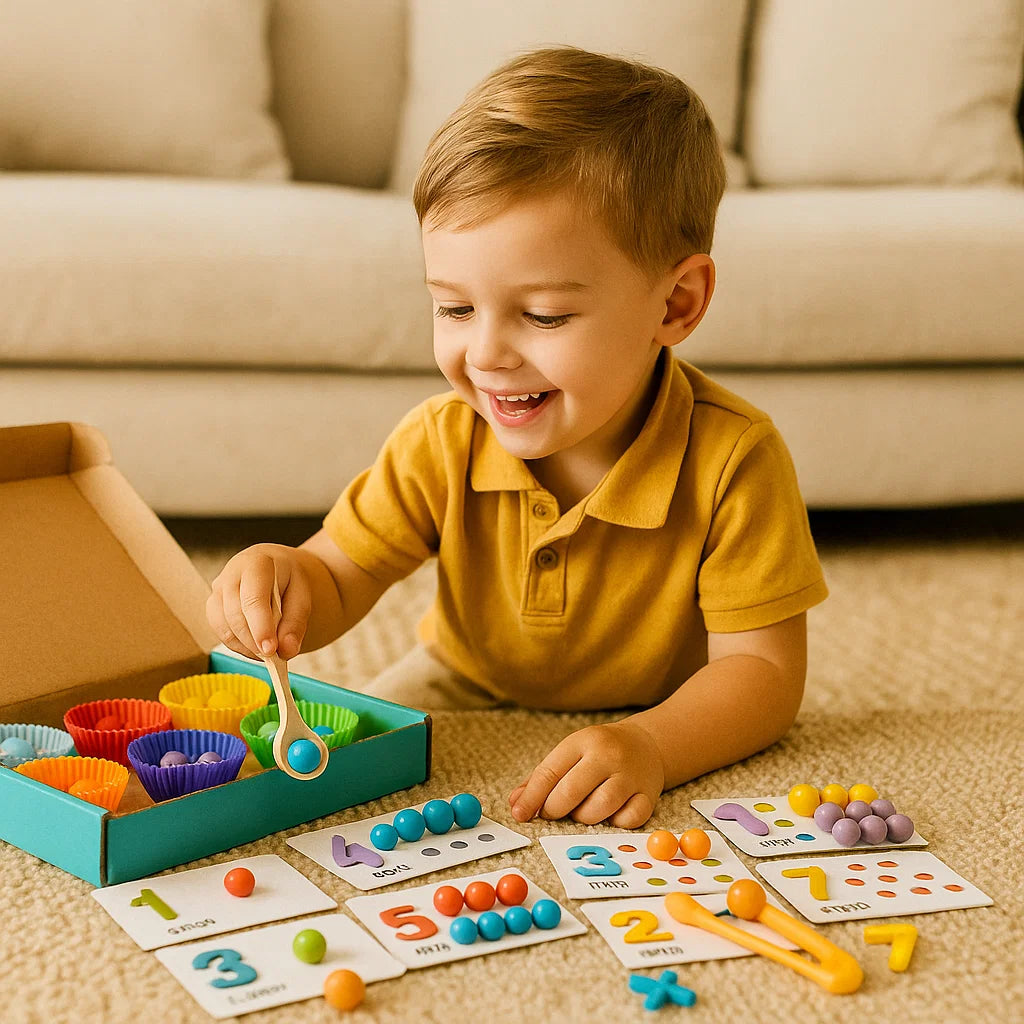 Montessori Math Puzzle for Kids ⎜ Educational Bead Matching Game for Number Recognition and Counting Skills