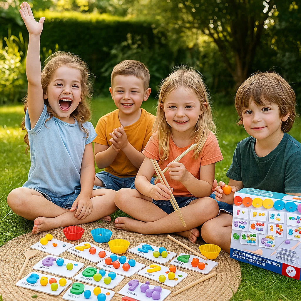 Montessori Math Puzzle for Kids ⎜ Educational Bead Matching Game for Number Recognition and Counting Skills