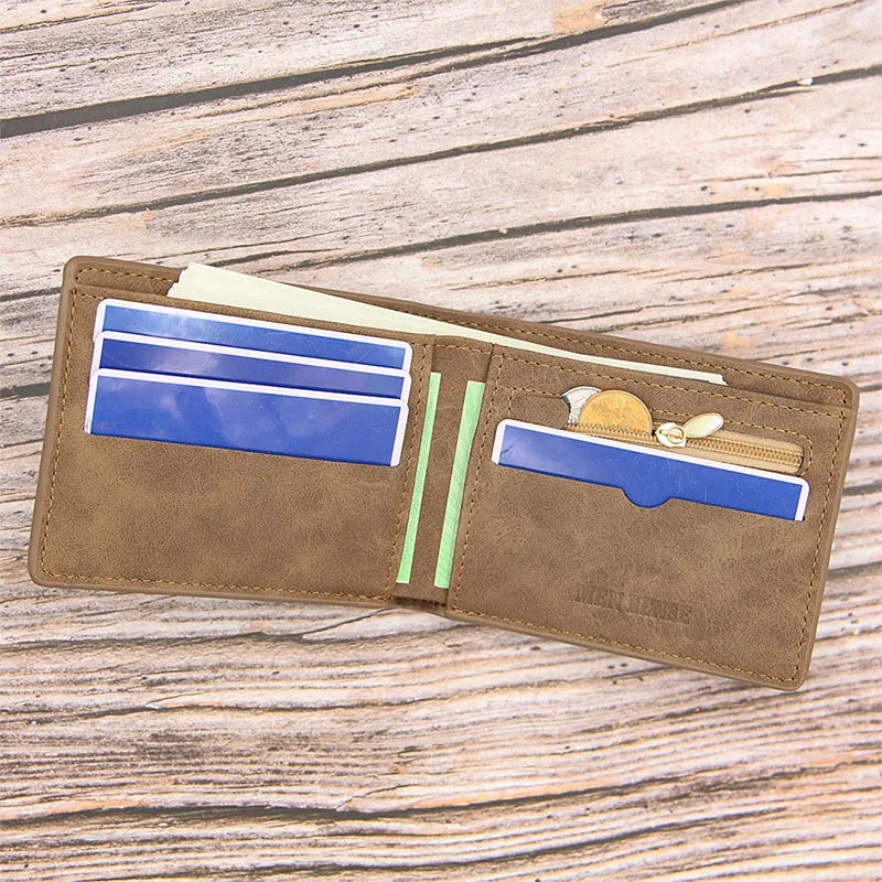 Men's Wallet Made From Vintage Leather ⎜ Slim Wallet with Card Slots and Zip Compartment