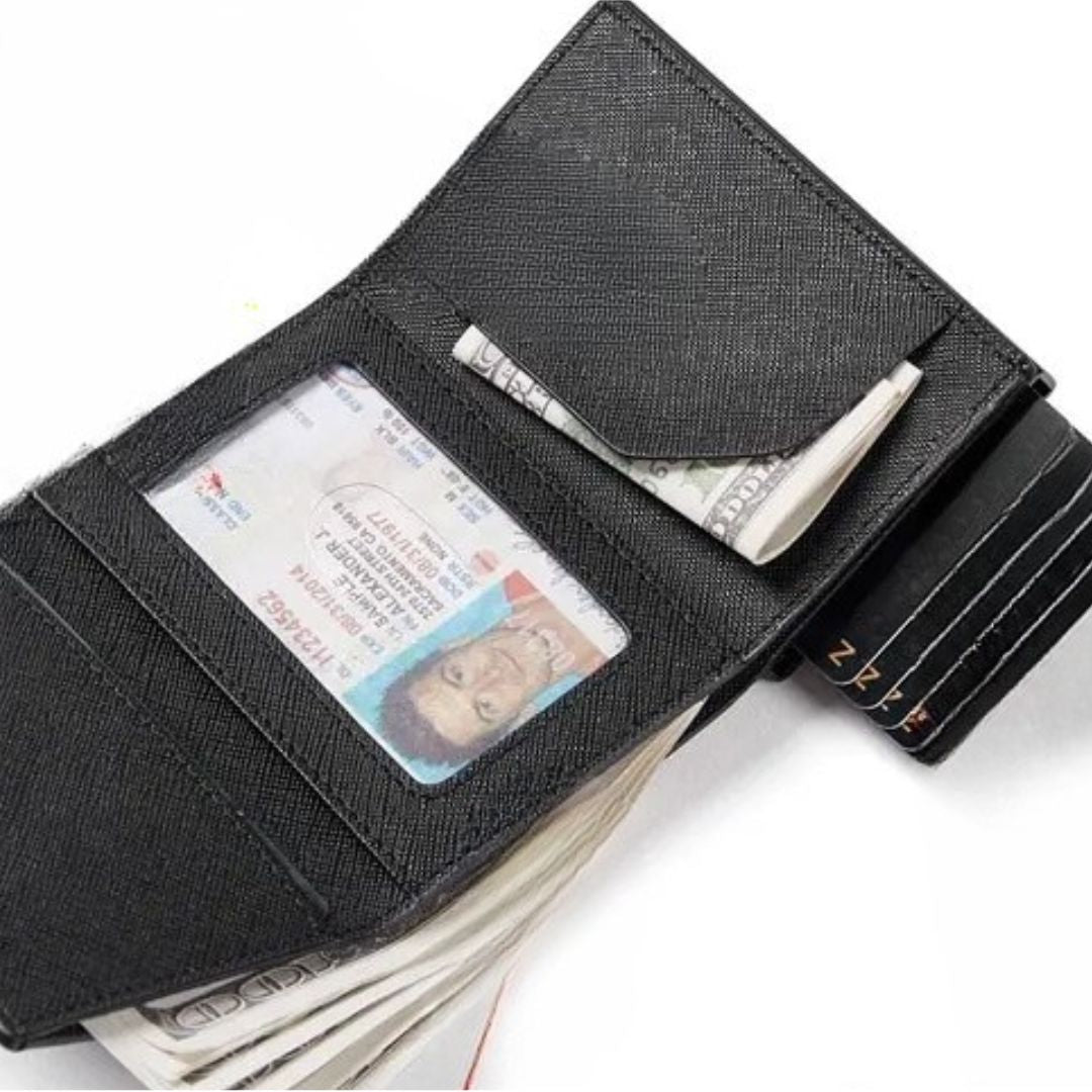 Rfid Card Holder for Men ⎜ Compact Carbon Wallet with Eject Function for Cards