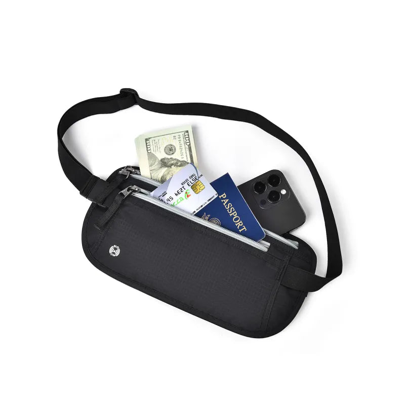 Rfid Bum Bag for Travelling ⎜ Flat Design with Concealed Compartment for Passport Money and Smartphone