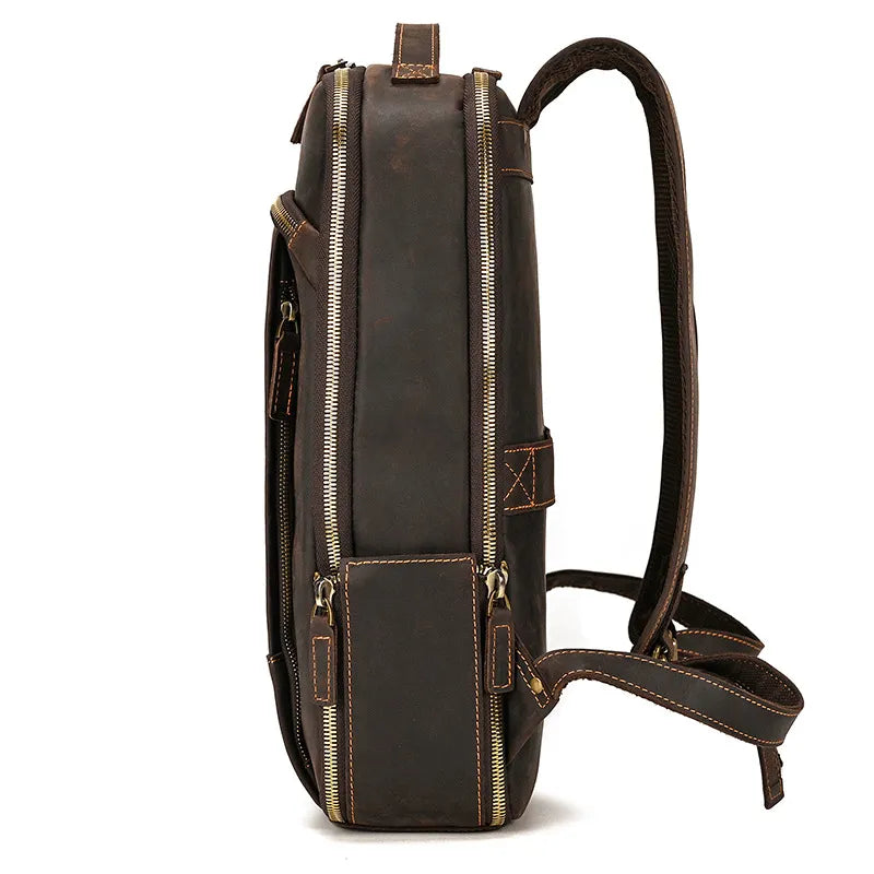 Leather Backpack for Men ⎜ Stylish Outdoor Carrier with Large Storage Space