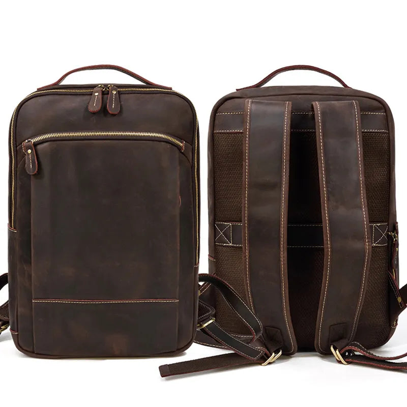 Leather Backpack for Men ⎜ Stylish Outdoor Carrier with Large Storage Space