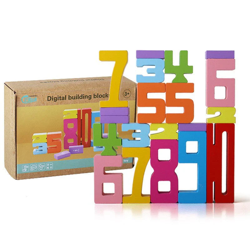 Wooden Number Blocks for Kids ⎜ Colorful Stacking Toy for Counting, Logic and Early Math Learning