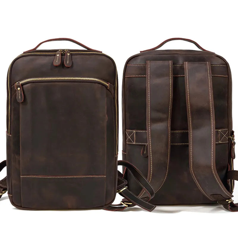 Leather Backpack for Men ⎜ Stylish Outdoor Carrier with Large Storage Space