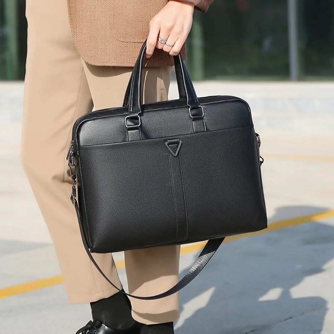 Laptop Bag for Men ⎜ Durable PU Briefcase with Plenty of Storage Space and Shoulder Strap