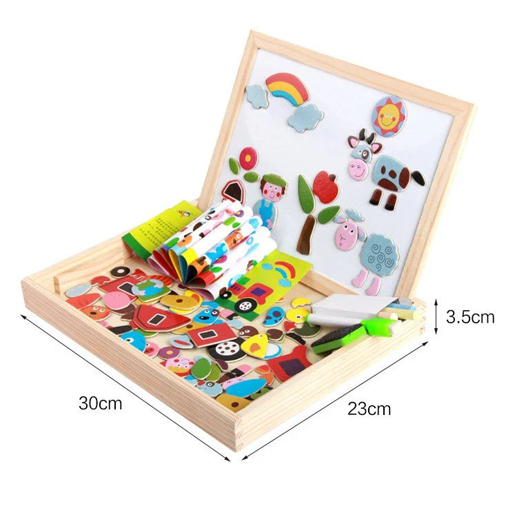 Magnetic Puzzle Board for Children ⎜ Creative Learning Toy with Drawing and Shape Matching Functions