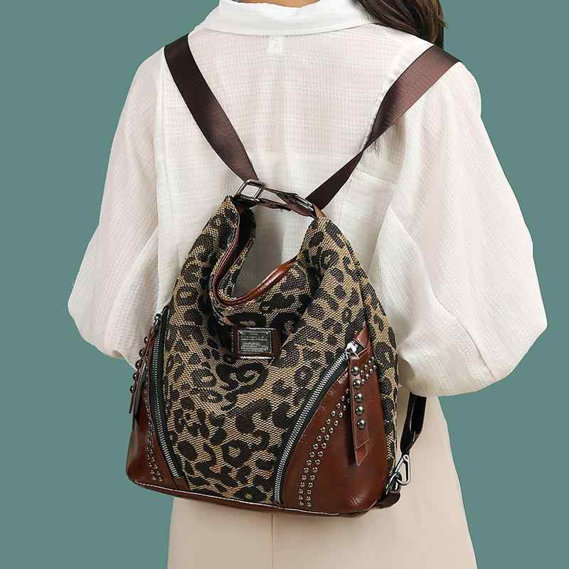 Leopard Print Shoulder Bag ⎜ Spacious Retro - Style Bag with Practical Compartments