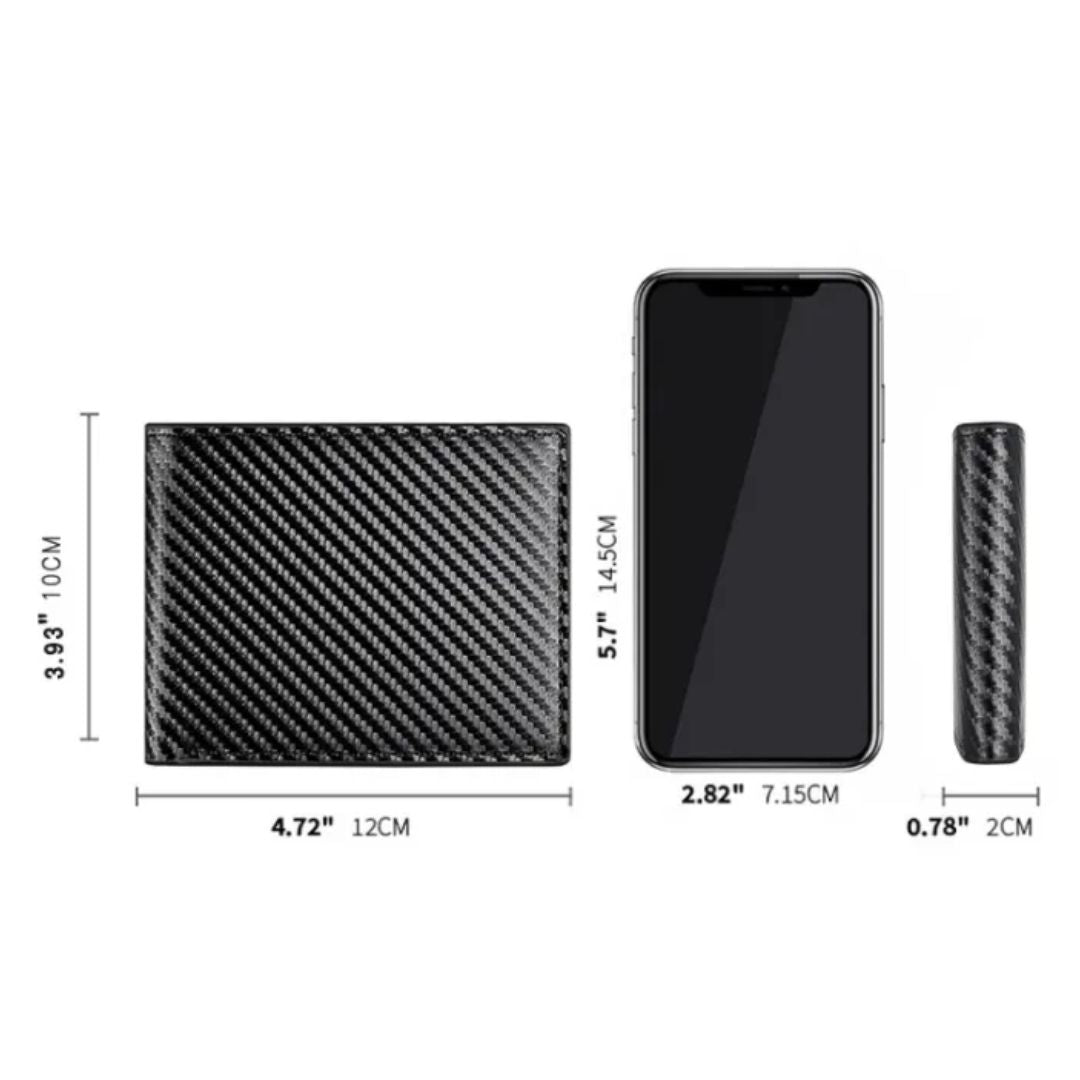 Carbon Leather Wallet for Men ⎜ Compact 3 - Fold Wallet with Zip Compartment and Card Slots
