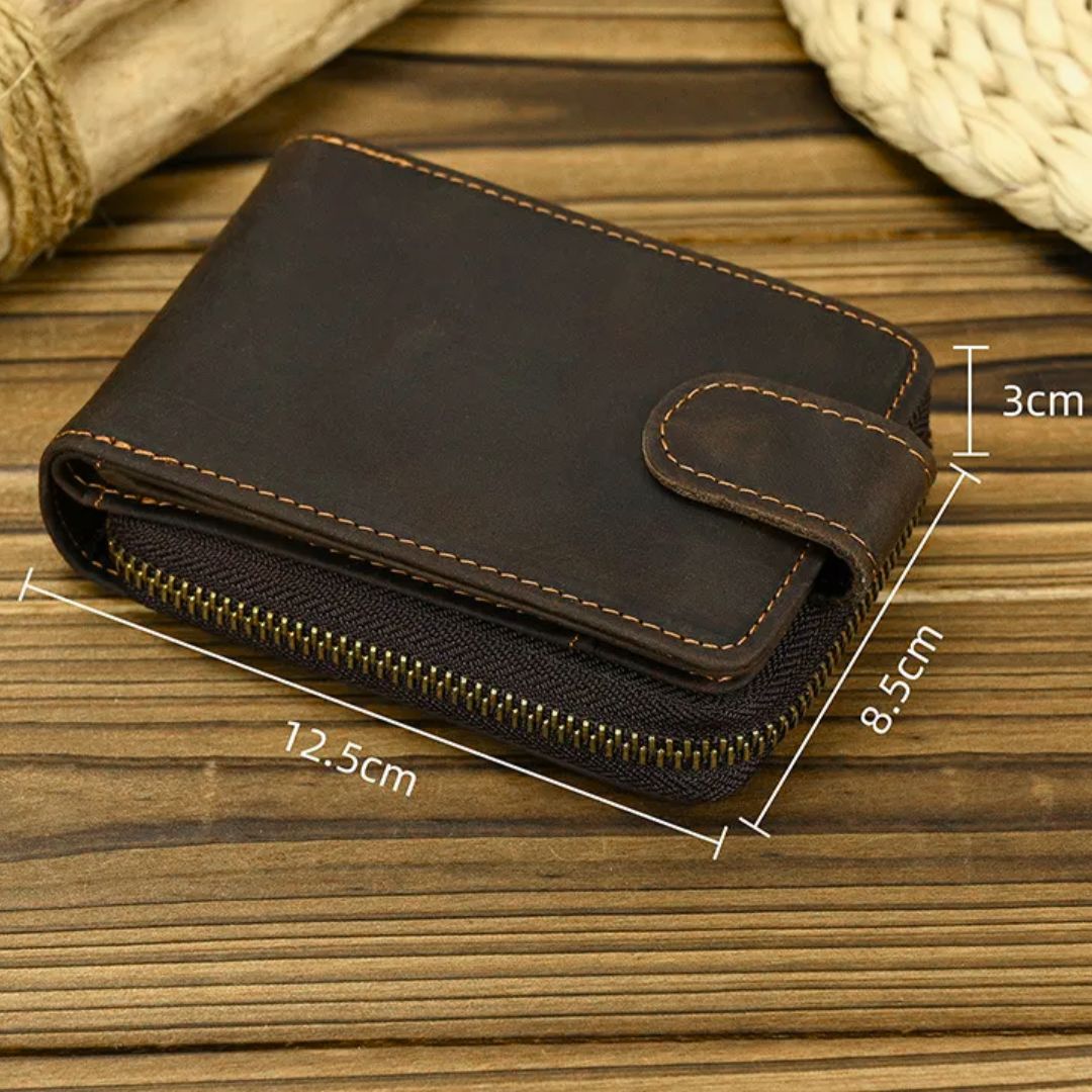 Rfid Card Holder for Men ⎜ Leather Wallet with Zip and Space for Several Card Slots
