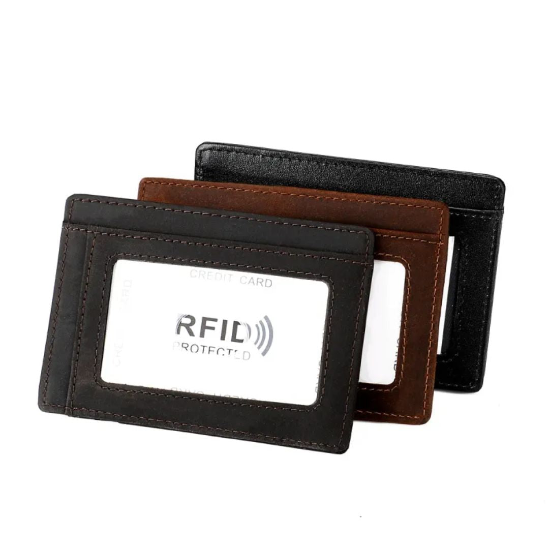 Real Leather Card Holder ⎜ Compact Card Holder with Tracker Holder and Space for Cards