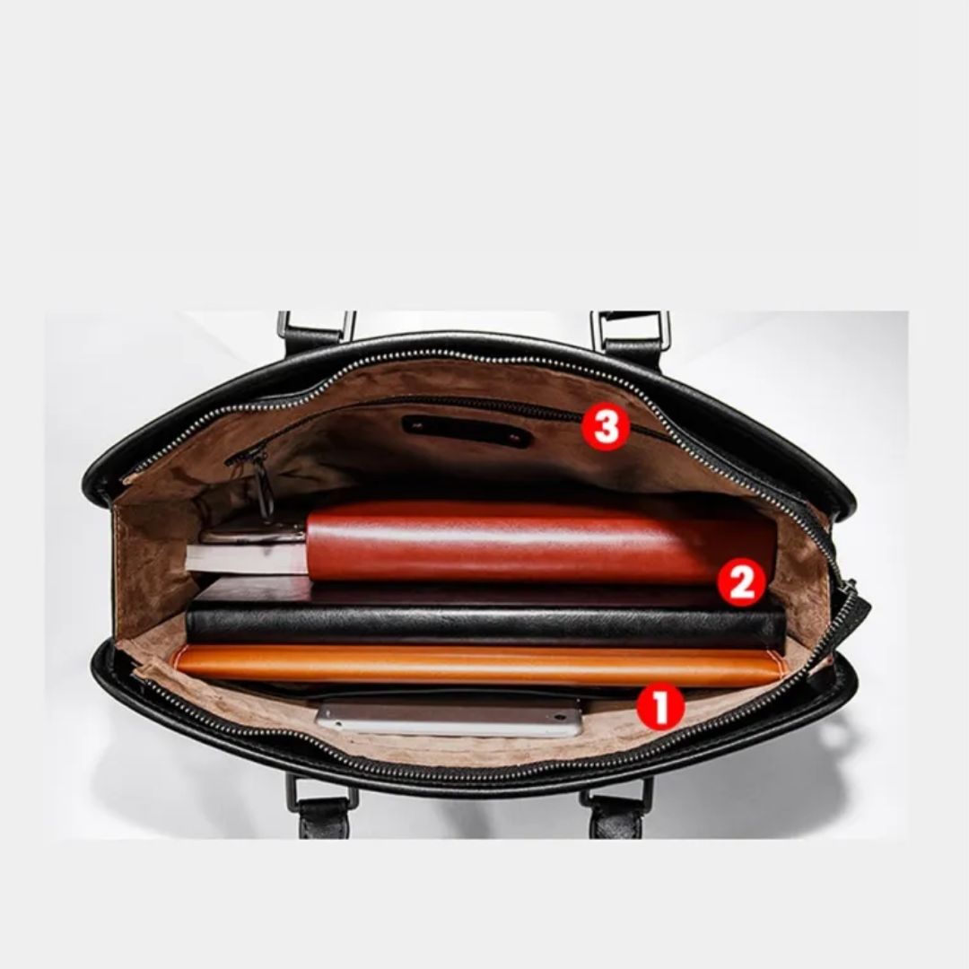 Laptop Bag for Men ⎜ Woven Business Briefcase with Shoulder Strap and Elegant Design