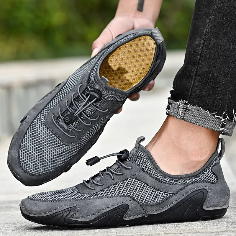 Men's Sports Shoes ⎜ Lightweight Casual Shoes Made of Leather with Breathable Mesh for Comfort and Movement