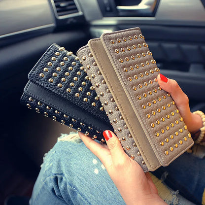Women's Wallet with Studs ⎜ Stylish Triple Fold for a Secure Hold and Elegant Design