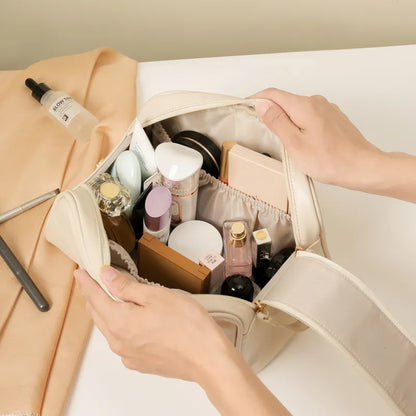 Cosmetics Bag for Women ⎜ Fashionable Cushion Design with Double Zip and Practical Inner Compartment