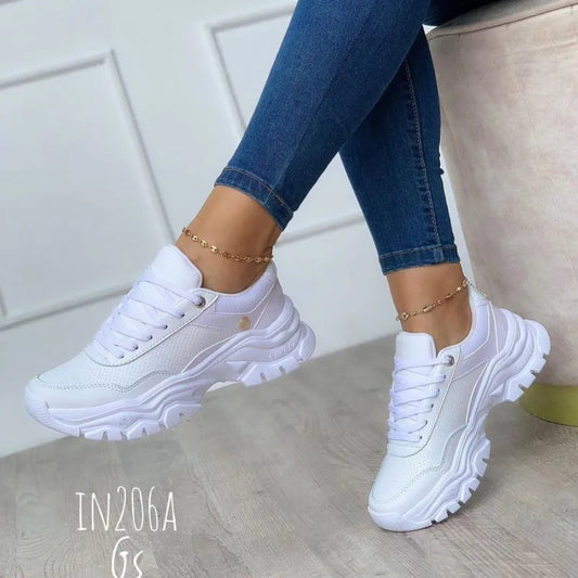 Women's Platform Trainers ⎜ Comfortable Shoes with a Classic Design and Fashionable Sole for Everyday Wear