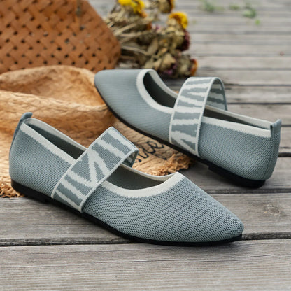 Flat Ballerinas for Women ⎜ Comfortable Shoes with a Striped Pattern and Pointed Toe for Summer and Style