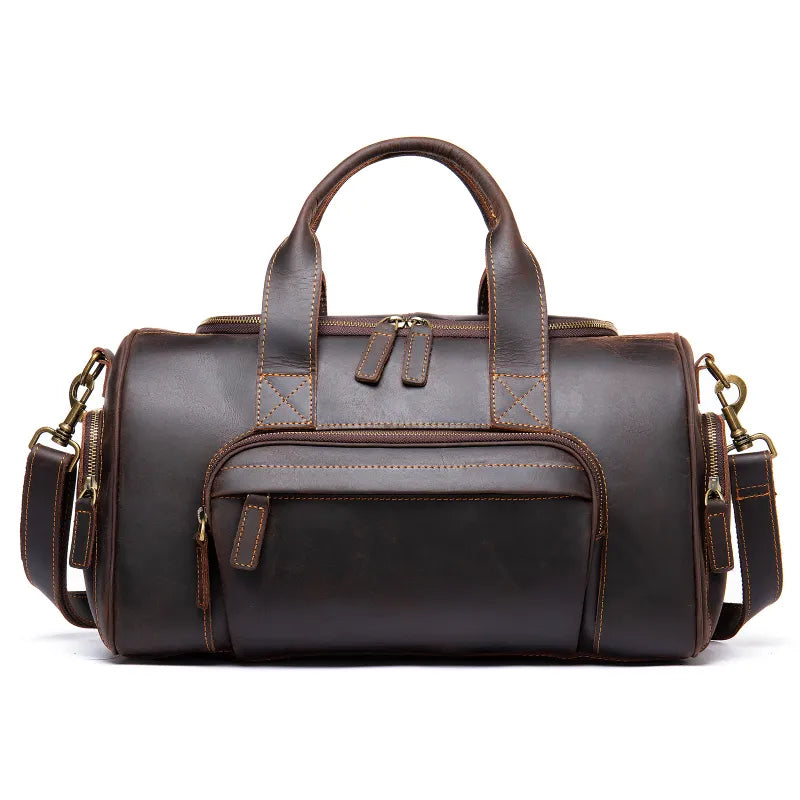 Leather Travel Bag for Men ⎜ Robust Handmade Travel Bag with Large Storage Space