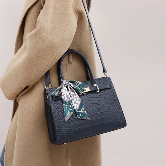 Elegant Handbag for Women ⎜ Spacious Bag with Structured Design and Decorative Bow Pendant