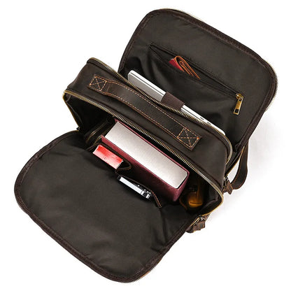 Leather Backpack for Men ⎜ Stylish Outdoor Carrier with Large Storage Space