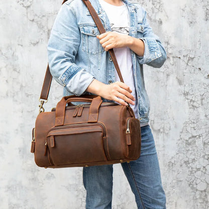 Leather Travel Bag for Men ⎜ Robust Handmade Travel Bag with Large Storage Space