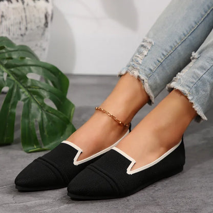 Flat Ballerinas for Women ⎜ Comfortable Slip - on Shoes with a Pointed Toe and Perforated Design