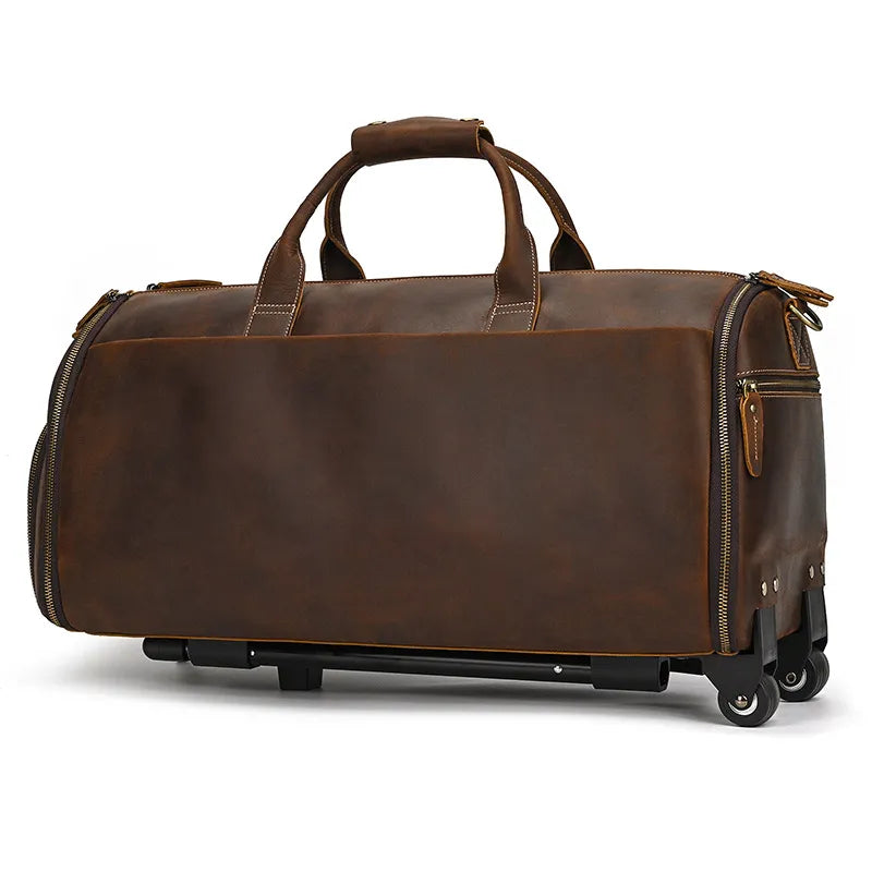 Leather Travel Bag ⎜ Large Capacity with Roll Function for Comfortable Travelling