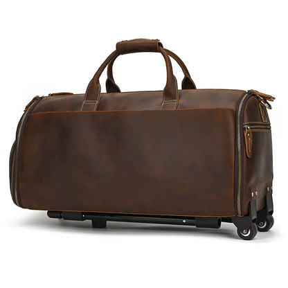 Leather Travel Bag ⎜ Large Capacity with Roll Function for Comfortable Travelling