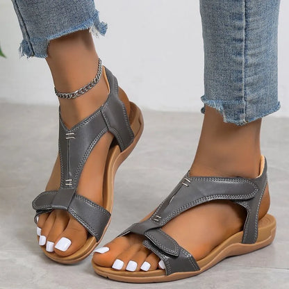 Women's Comfort Sandals ⎜ Flat Summer Shoes with Velcro Fastening and Cushioned Sole for Everyday Wear & Leisure