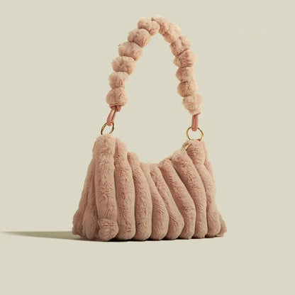 Plush Shoulder Bag for Women ⎜ Large Bag with Soft Material and Stylish Design