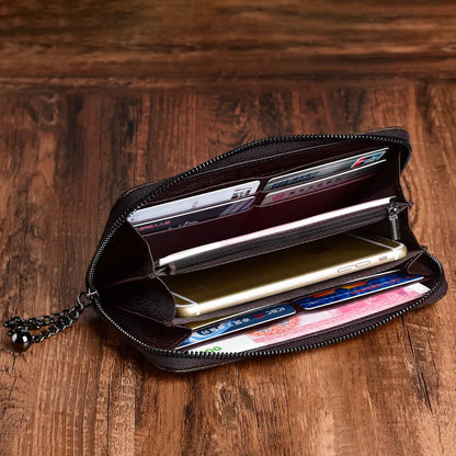 Women's Wallet with Zip ⎜ Retro Design with Floral Embossing and Practical Wrist Strap