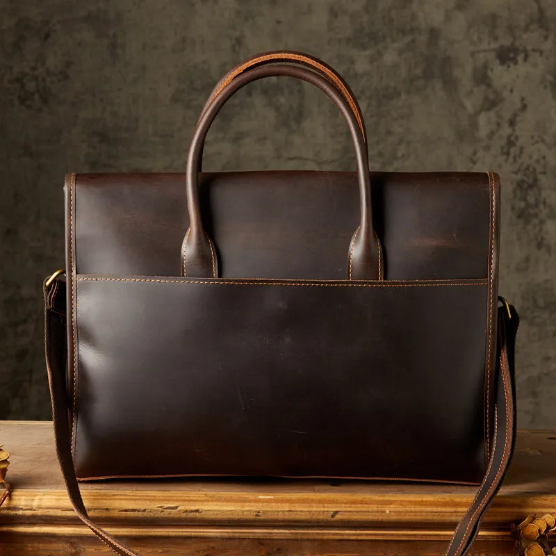 Men 's Laptop Bag ⎜ Noble Genuine Leather Briefcase with Shoulder Strap and Practical Carrying Handles