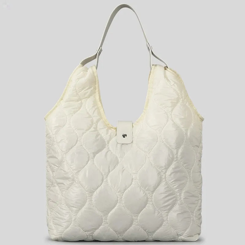 Large Nylon Shopper Bag ⎜ Soft Quilted Look and Plenty of Storage Space for Everyday Use