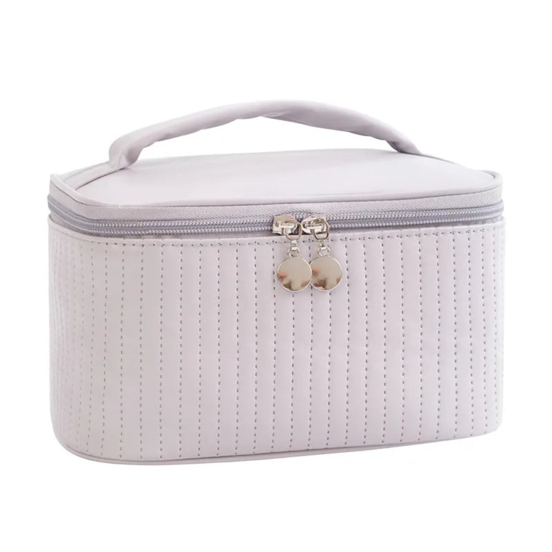Cosmetics Bag for Women ⎜ Portable Travel Bag with Carrying Handle and Textured Surface for Make - Up