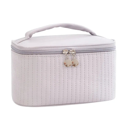 Cosmetics Bag for Women ⎜ Portable Travel Bag with Carrying Handle and Textured Surface for Make - Up