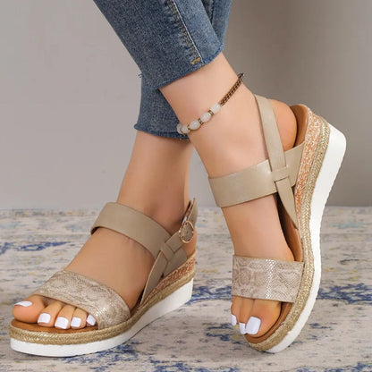 Women's Wedge Sandals ⎜ Comfortable Summer Shoes with Wide Straps and Soft Soles for a Secure Fit