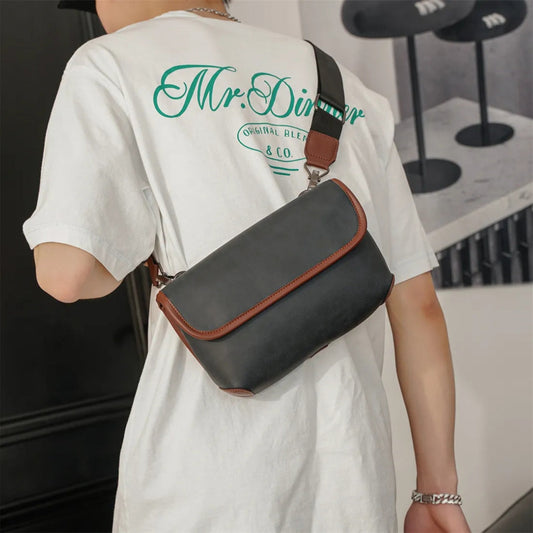Shoulder Bag for Men ⎜ Fashionable Landscape Format with Magnetic Flap and Adjustable Shoulder Strap