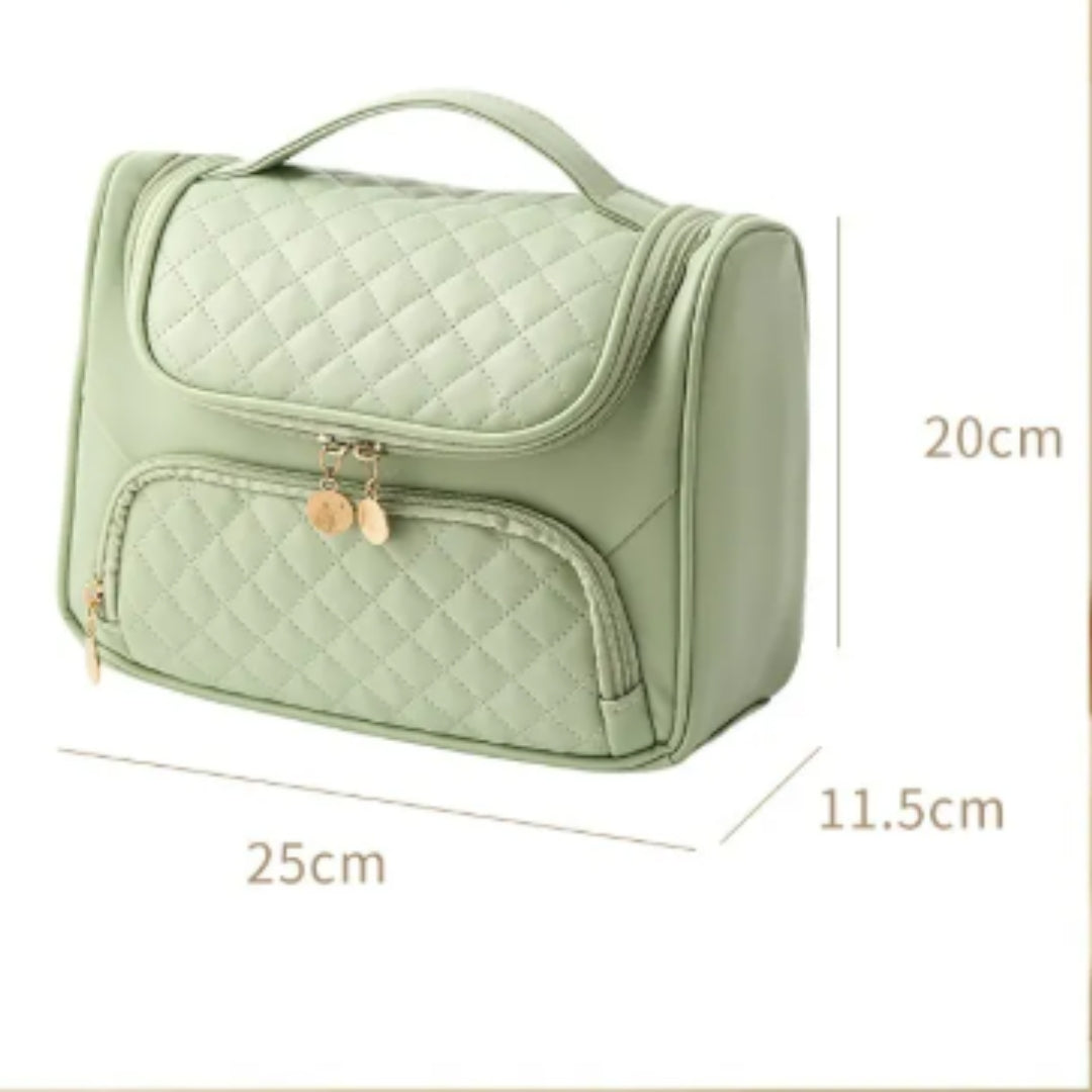 Cosmetics Bag for Women ⎜ Large Capacity with Quilted Surface and Practical Carrying Handle for on the Go
