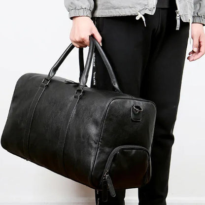 Travel Bag for Men ⎜ Vintage Leather Bag with Large Capacity and Detachable Shoulder Strap