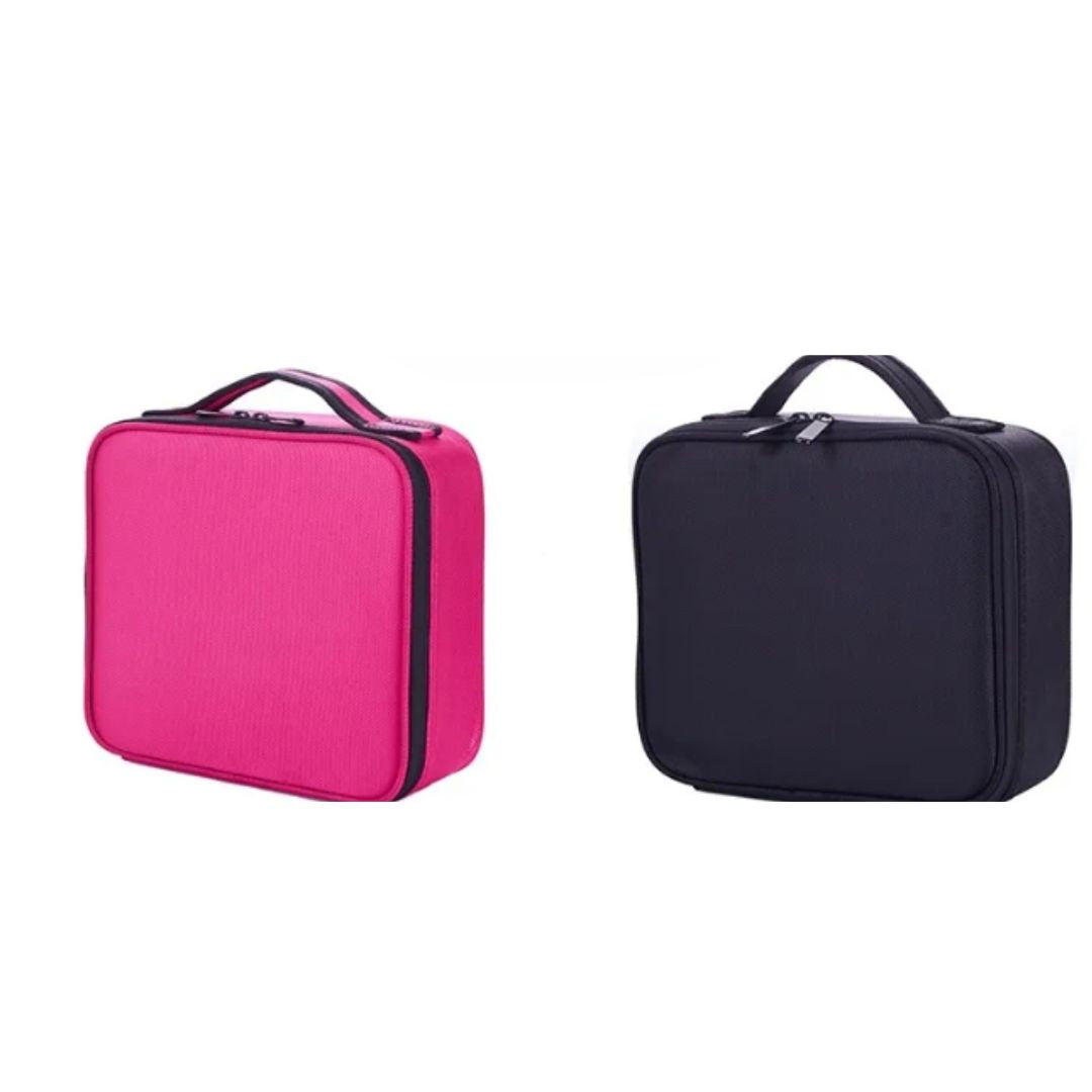 Cosmetics Bag for Women ⎜ Compact Travel Storage with Compartments and Practical Brush Holder