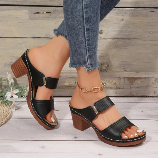 High - Heel Sandals for Women ⎜ Comfortable Casual Shoes with Thick Soles and Non - Slip Block Heels for Summer