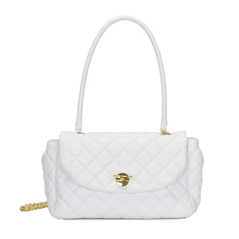 Shoulder Bag for Women ⎜ Fashionable Handbag in Diamond Design with Gold Chain and Practical Fastening