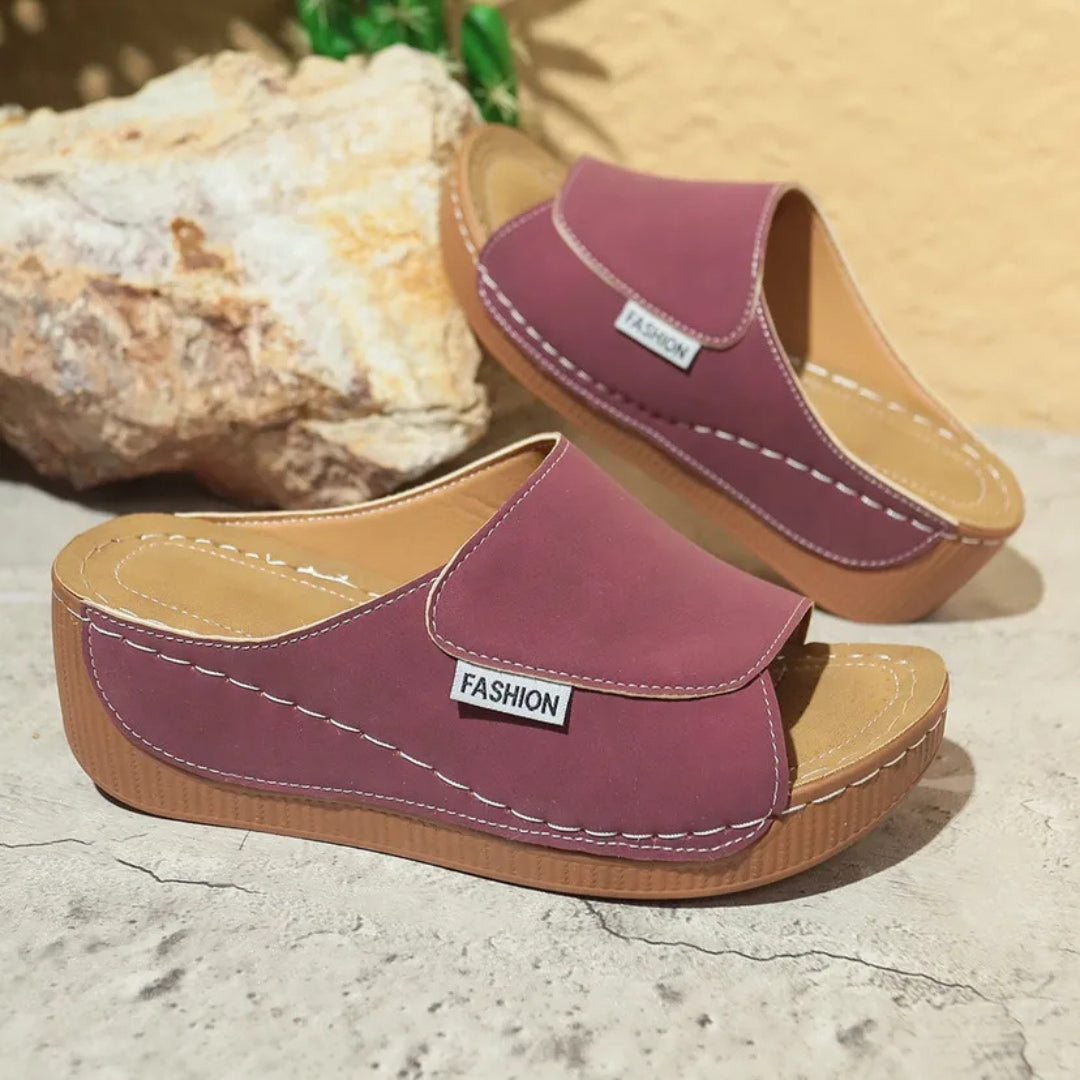 Summer Wedge Loafers for Women ⎜ Comfortable Mules with a Thick Heel and Simple Design for Everyday Wear