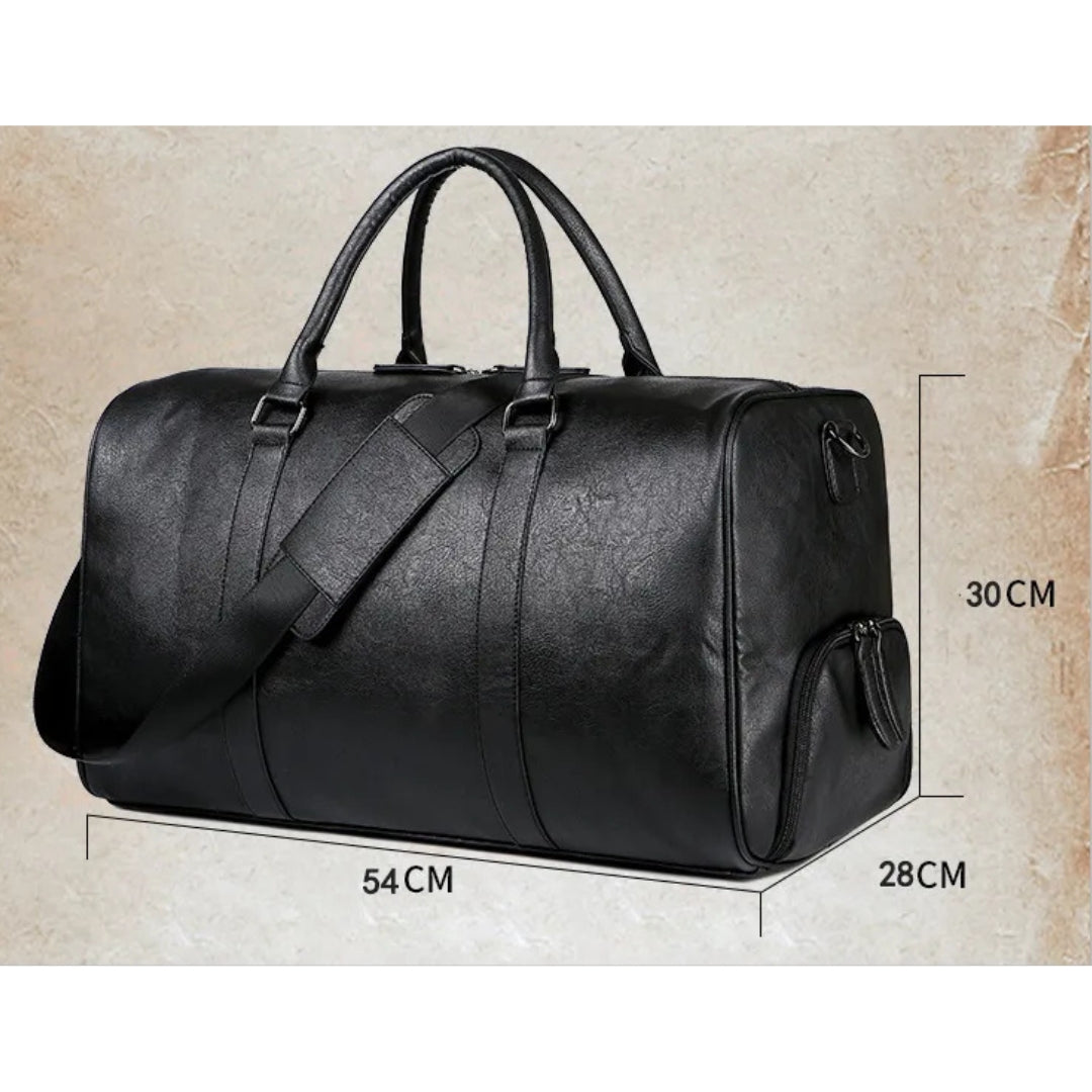 Travel Bag for Men ⎜ Vintage Leather Bag with Large Capacity and Detachable Shoulder Strap