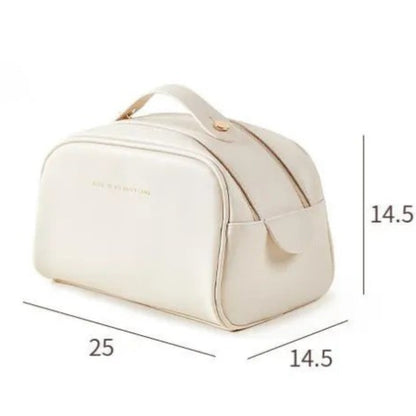 Cosmetics Bag for Women ⎜ Double Zip Design with Large Capacity and Elegant Carrying Handle