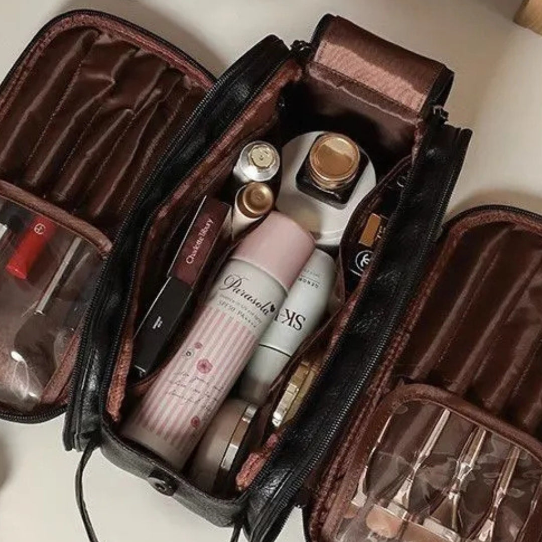 Cosmetics Bag for Women ⎜ Large Travel Bag with Double Zip and Water - Repellent Material