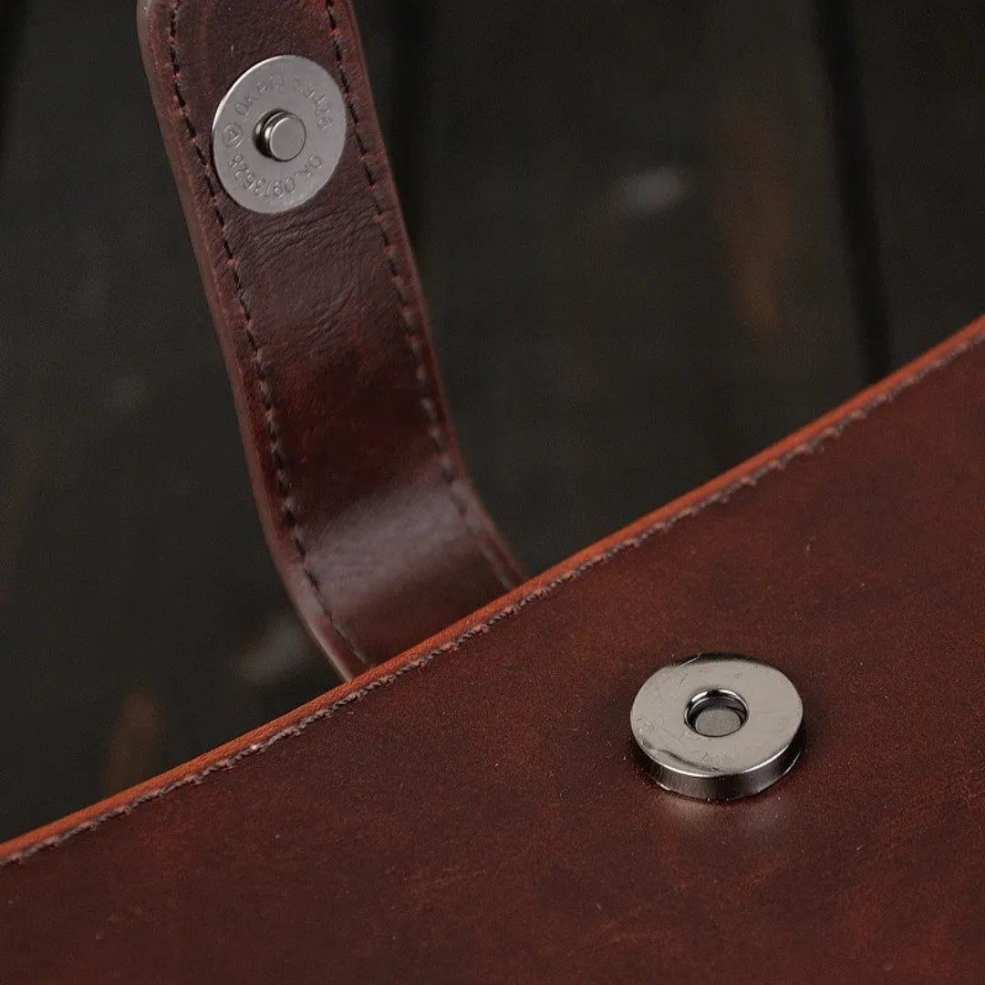 Shoulder Bag for Men ⎜ Retro Shoulder Bag Made of Faux Leather in Landscape Format with Magnetic Fastener