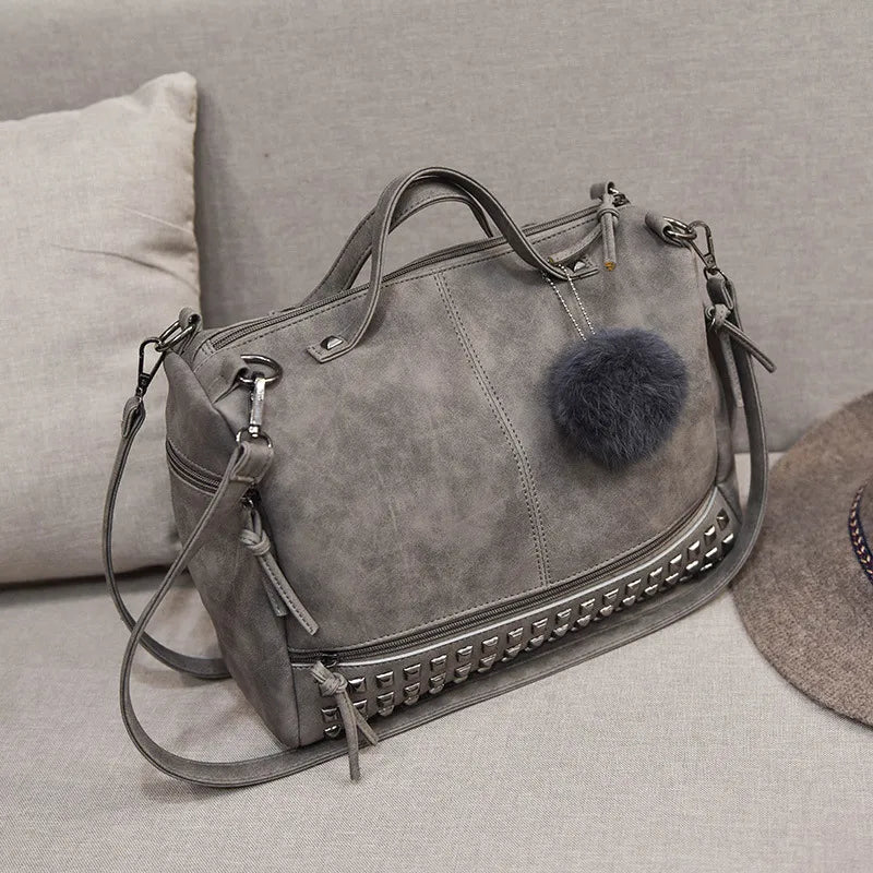 Shoulder Bag for Women ⎜ Practical Handbag with Studded Design and Decorative Pendant