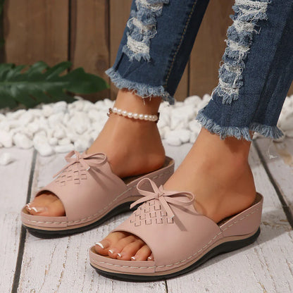 Mules for Women ⎜ Comfortable Summer Shoes with a Bow , Non - Slip Sole and Cushioned Footbed